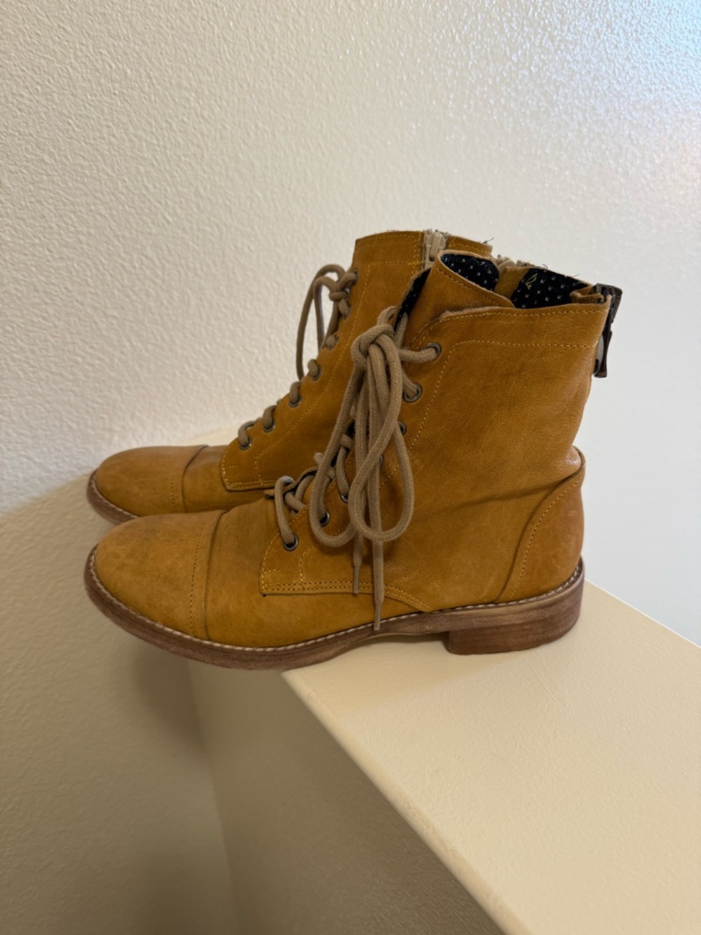 Free People Tan Lace-Up Combat Booties - Picture 2 of 6